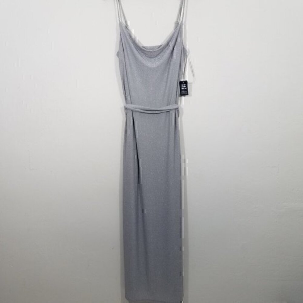 Express Shimmering Silver Maxi Dress